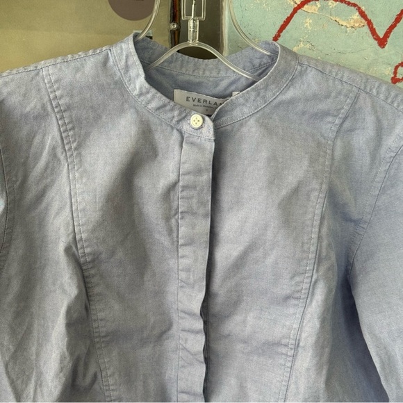 EVERLANE Blue The Japanese Oxford Shirt Button Down Bib Chambray - Picture 6 of 6